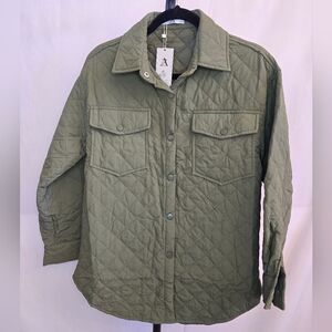Olive Quilted Bomber Jacket